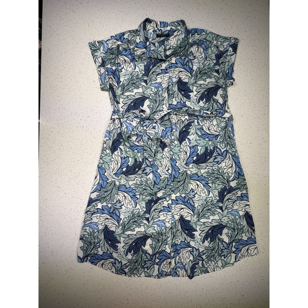 Lane Bryant Women Plus Size Floral Blouse Blue Green Button Front Lightweight